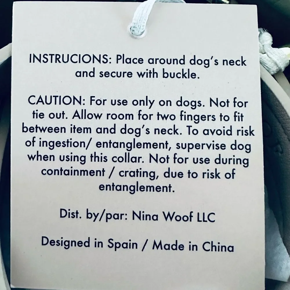 Nina Woof Premium Gray Gold Vegan Leather London Dog Collar